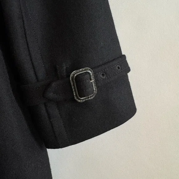 J. Crew Wool Cashmere Nello Gori Black Women 12 Long Belted Coat Double Breasted - Picture 6 of 10